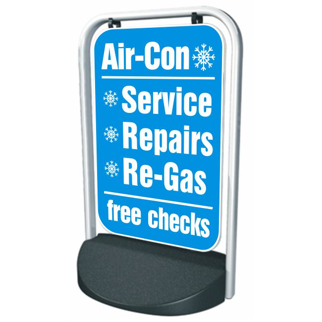 Swinger Pavement Forecourt Sign – AIR-CON, FREE CHECKS Swinger Pavement Forecourt Sign – AIR-CON, FREE CHECKS