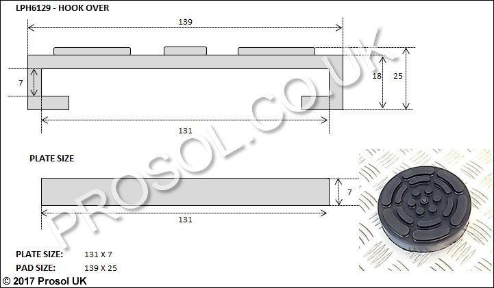 Lift Pad to fit Plate 131 x 7mm