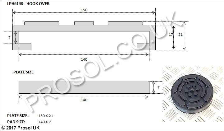 Lift Pad to fit Plate 140 x 7mm