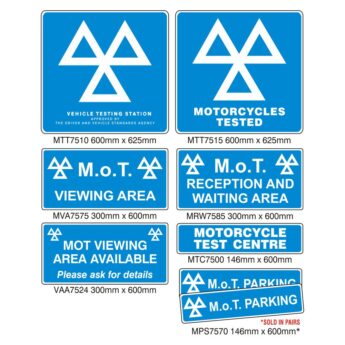 MOT Signs – Motorcycle Testers – 8 Signs
