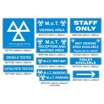 MOT Signs – Comprehensive – 12 Sign Pack