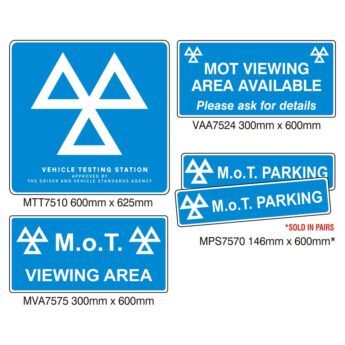 MOT Sign Pack – DVSA acceptable minimum requirement