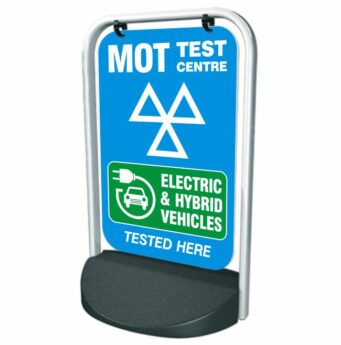 Electric & Hybrid Vehicles Tested Here – Swinger Pavement Sign